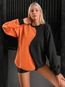 EURMUSE Two Tone Drop Shoulder Sweatshirt - Multicolor - View 3