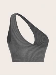 SHEIN ICON 單肩短款上衣 - 深灰色 - 查看 2
