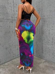 SHEIN Slayr Tie Dye Pencil Skirt - Purple - View 2