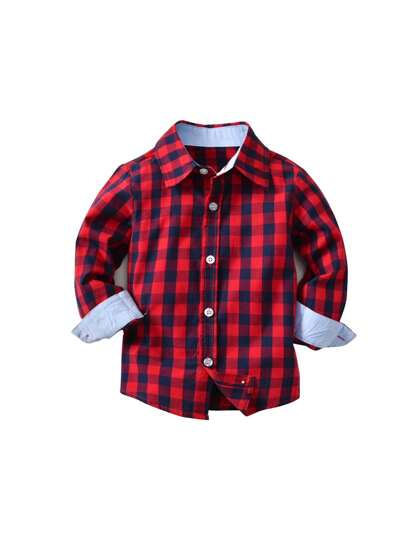 Young Boy Gingham Print Shirt