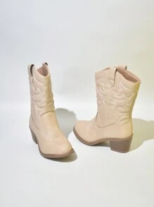 Botas Vaqueras Para Niños Para Niñas - Beis - Ver 2