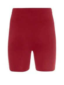 Cottnline Solid Wideband Waist Biker Shorts - Burgundy - View 4