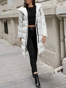 EURMUSE Drawstring Hooded Puffer Coat