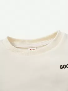 Cozy Pixies 男嬰字母圖案撞色加絨內裏運動衫 - 杏色 - 查看 4