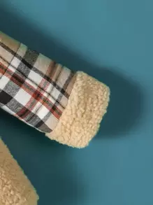 Baby Boy Plaid Print Hooded Teddy Coat - Multicolor - View 4