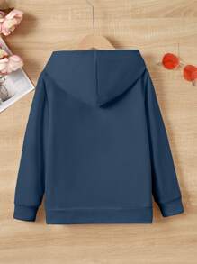 Tween Girl Heart Print Hooded Tissue - Blue - View 2