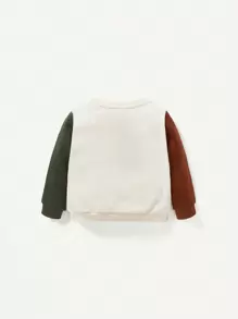 Cozy Pixies 男嬰字母圖案撞色加絨內裏運動衫 - 杏色 - 查看 2