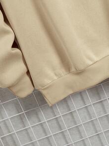 Men Letter Graphic Thermal Lined Sweatshirt - Khaki - View 5