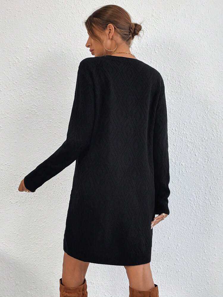 Solid Round Neck Sweater Dress Fall Winter Cloth For Women