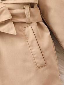 男嬰插肩袖束帶連帽風衣 - 卡其色 - 查看 3