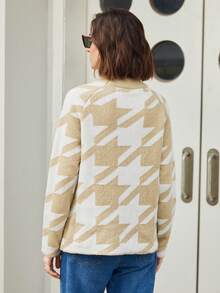 BizChic Houndstooth Pattern Raglan Sleeve Sweater - Multicolor - View 5