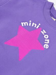minizone 女小童標語圖案和星星亮片套頭衫
