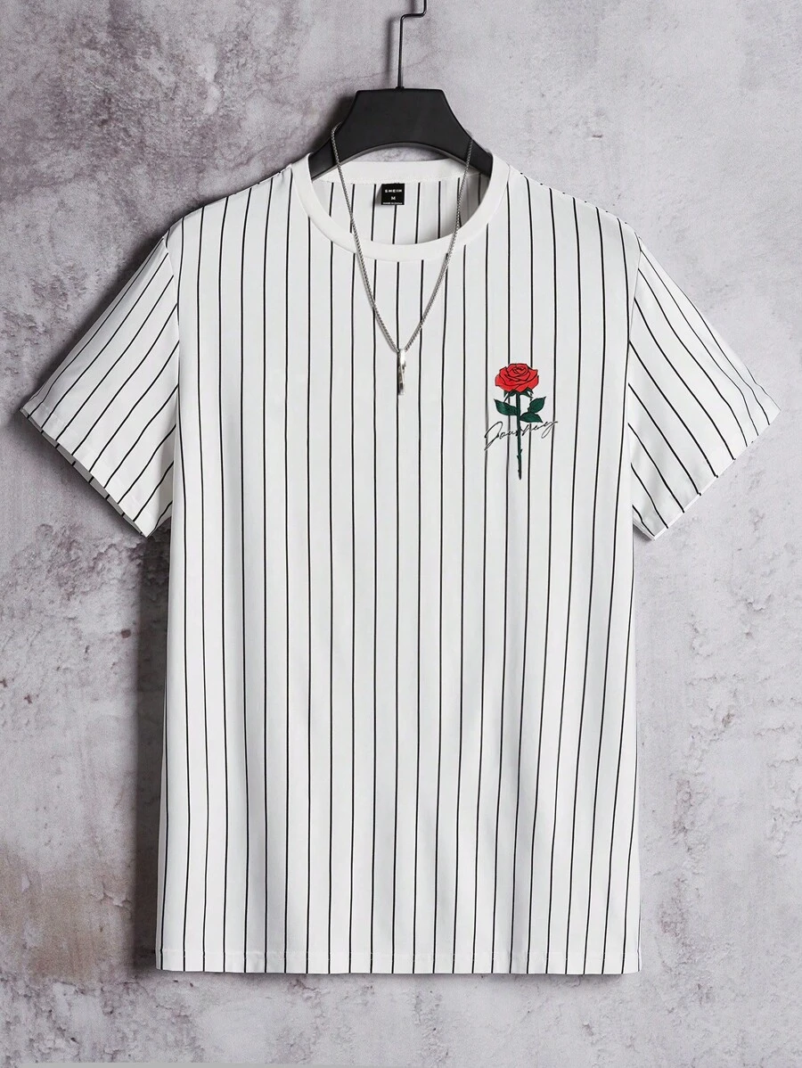 Manfinity RebelGame 男士條紋圖案&印花T恤 - 彩色 - 查看 1