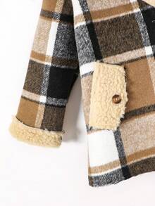 男小童格紋印花毛絨內襯外套