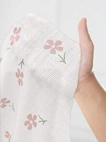 Floral Print White Tee & Pants PJ Set / Pajama Set - White - View 7