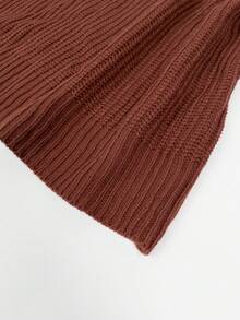 Women Lightweight Turtleneck Sweater Dress Ladies Dressy Casual Ribbed Knit Long Sleeve Midi Dress - Rust Brown - View 5