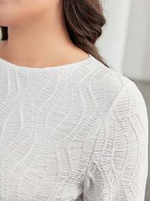 Mulvari Plus Solid Round Neck Textured Tee - White - View 2