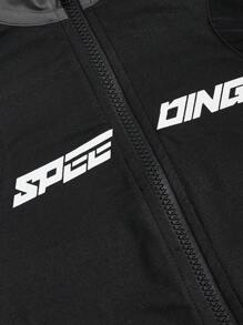 SHEIN EZwear 大尺寸字母印花拉鍊門襟 T 卹 - 彩色 - 查看 4