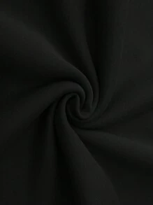 Manfinity Hypemode Loose Men's 2pcs Casual Letter Print Kangaroo Pocket Drawstring Thermal Hoodie - Black and White - View 4