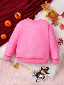 SHEIN Young Girl Christmas Print Sweatshirt - Baby Pink - View 2