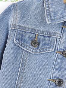 Baby Boy Bear Patched Detail Denim Jacket - Medium Wash - View 4