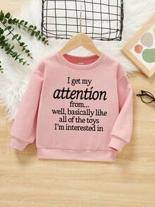 Young Girl Slogan Graphic Drop Shoulder Sweatshirt - Pink - View 1