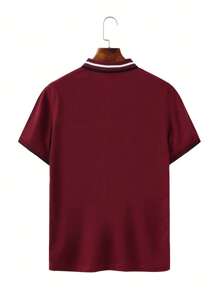 Manfinity Mode Men Contrast Trim Polo Shirt - Burgundy - View 2