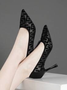 2025秋冬女士高跟鞋，细高跟尖头浅口网面设计，优雅，女士浅口鞋，高贵典雅
