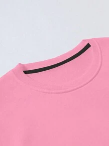 Manfinity Homme Men Letter Graphic Thermal Lined Sweatshirt - Pink - View 3