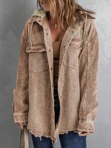 CILKOO Abrigos de Mujer Bolsillo Dobladillo sin costuras Botón delantero Color combinado Casual