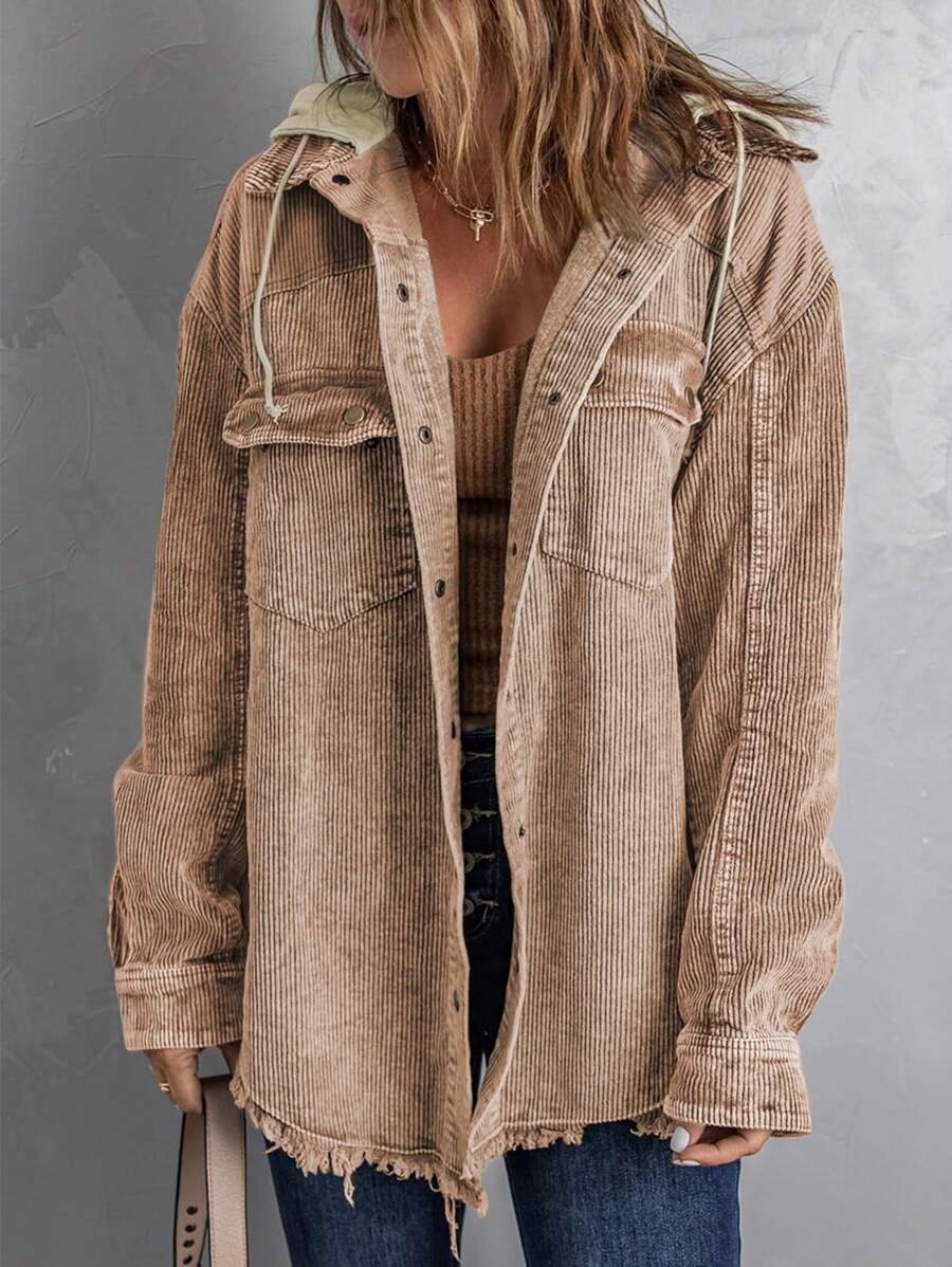 CILKOO Abrigos de Mujer Bolsillo Dobladillo sin costuras Botón delantero Color combinado Casual