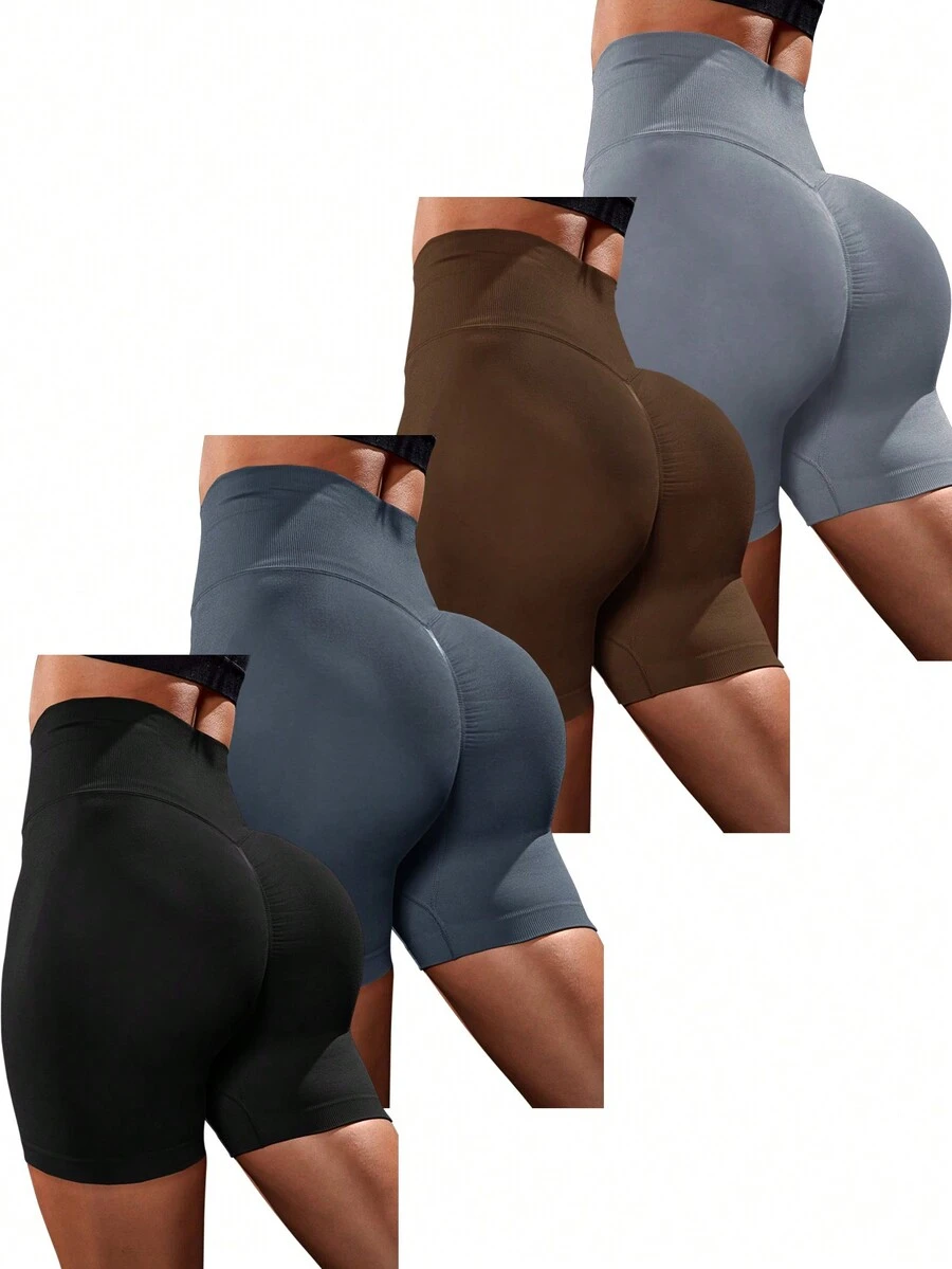 Easithlete 4入組寬腰腰運動短褲 - 彩色 - 查看 1