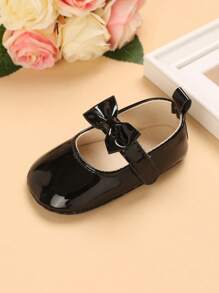 Baby Girl Bow Decor Flats - Black - View 4