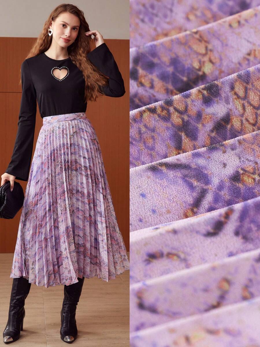 MOTF PREMIUM In hoa Paisley Chân Váy xếp ly