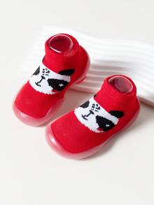 輕便的嬰幼兒運動鞋,防踢、防滑袜子鞋,卡通熊貓設計,適合初學走路的孩童 - 紅色 - 查看 5