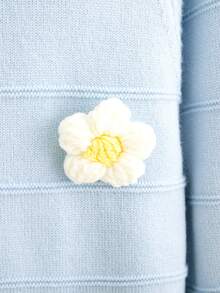 SHEIN Tween Girl Stereo Flower Frill Trim Flare Sleeve Cardigan - Baby Blue - View 6