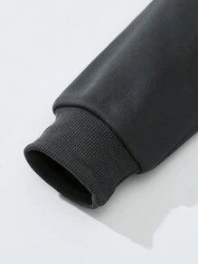 SHEIN Unity 3pcs Women Casual Letter Print Dropped Shoulder Loose Sweatshirt, Sweatpants And Shorts Set, Suitable For Spring, Autumn And Winter - Dark Grey - View 3