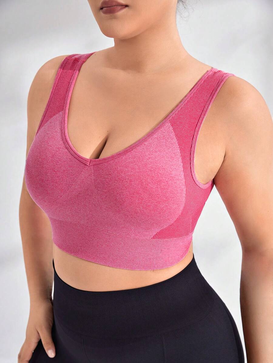 Yoga Sxy Plus Solid Sports Bra - Watermelon Pink - View 1