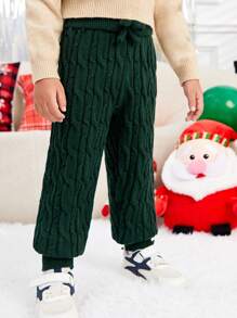 SHEIN Young Boy Knot Front Cable Knit Sweater Pants