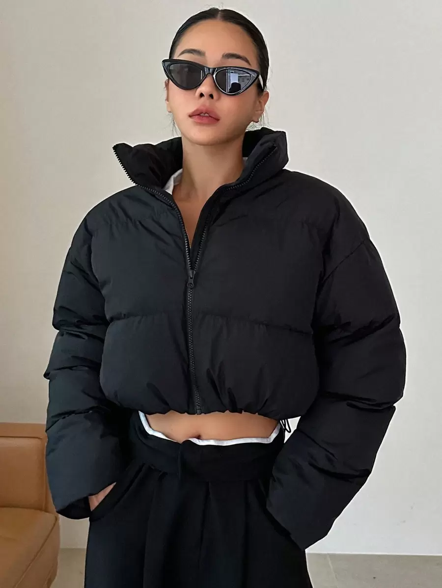 DAZY 纯色拉链加厚棉衣，女士冬季外套