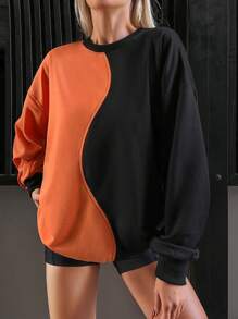 EURMUSE Two Tone Drop Shoulder Sweatshirt - Multicolor - View 1