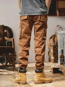 Manfinity EMRG Men Flap Pocket Side Cargo Pants - Orange - View 2