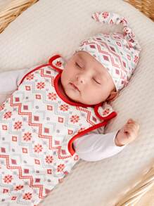 Cozy Pixies 件菱形、波浪、雪花印花帽子 + 1 件菱形、波浪、雪花印花聖誕睡袋 - 彩色 - 查看 4