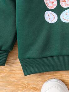 SHEIN Young Girl Cartoon Graphic Sweatshirt - Dark Green - View 4