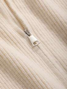 DAZY Drop Shoulder Zip Up Hooded Cardigan,Long Sleeve Tops Jacket