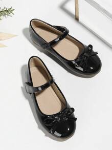 Winter Girls' Princess Style Flat Shoes With Bowknot For Students & Stage Performance - Black - View 2