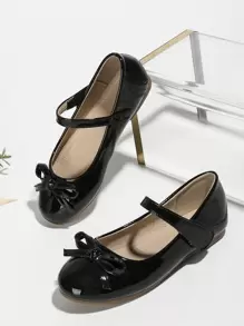 Winter Girls' Princess Style Flat Shoes With Bowknot For Students & Stage Performance - Black - View 3