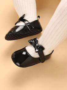 Baby Girl Bow Decor Flats - Black - View 1