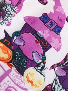 SHEIN Young Girl Letter & Cartoon Graphic Sweatshirt - Purple - View 6