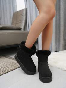 2025 Winter New Arrival Women's Fashionable Warm Bow Decor Thick Sole Non-Slip Snow Boots - Black - View 3